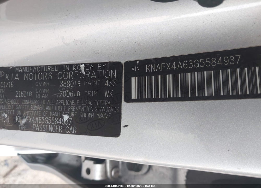2016 KIA FORTE LX VIN: KNAFX4A63G5584937