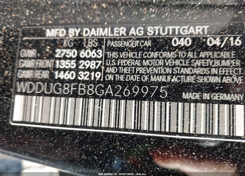 2016 MERCEDES-BENZ S 550 4MATIC VIN: WDDUG8FB8GA269975