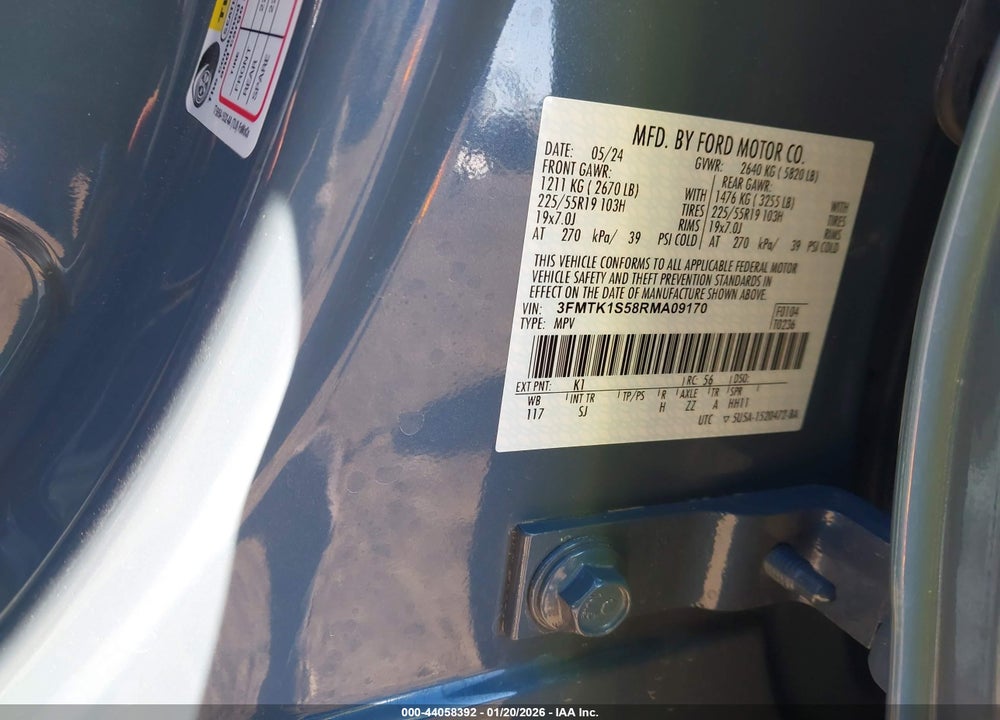 2024 FORD MUSTANG MACH-E SELECT VIN: 3FMTK1S58RMA09170