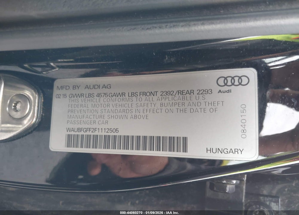 2015 AUDI A3 2.0T PREMIUM VIN: WAUBFGFF2F1112505
