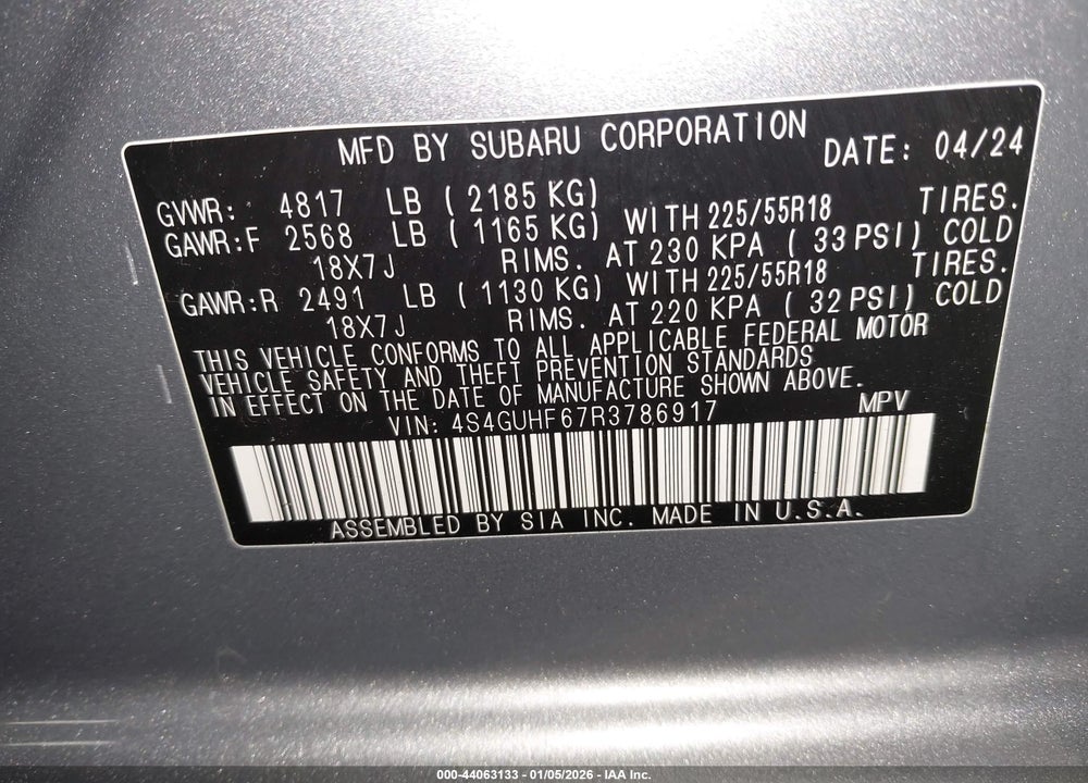 2024 SUBARU CROSSTREK SPORT VIN: 4S4GUHF67R3786917