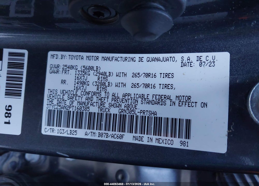 2023 TOYOTA TACOMA TRD PRO VIN: 3TYCZ5AN2PT160385