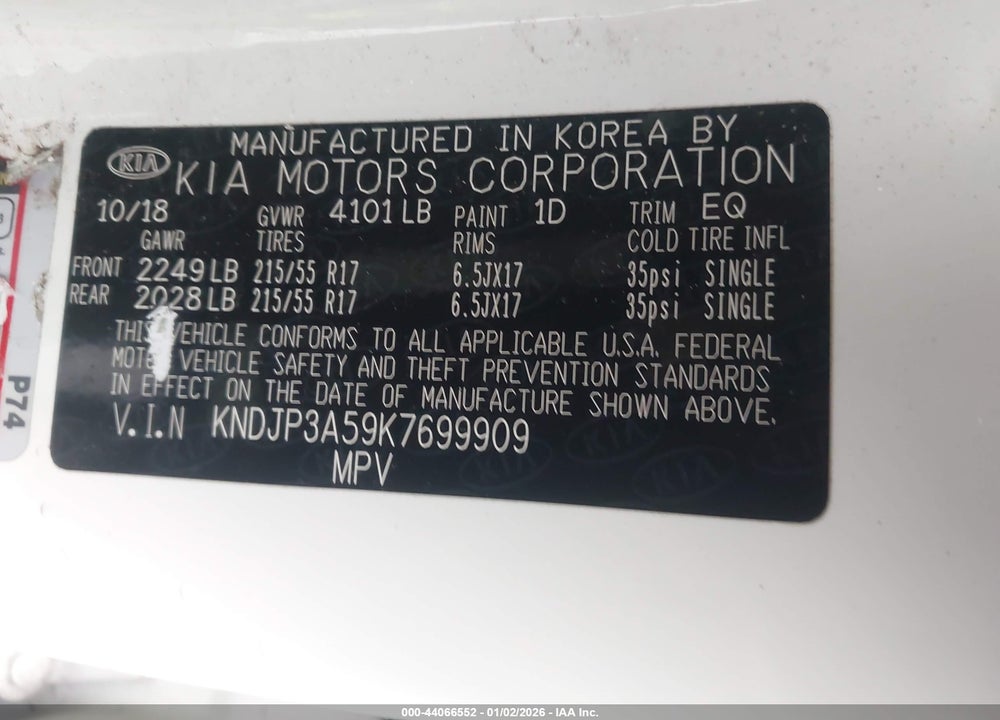 2019 KIA SOUL + VIN: KNDJP3A59K7699909