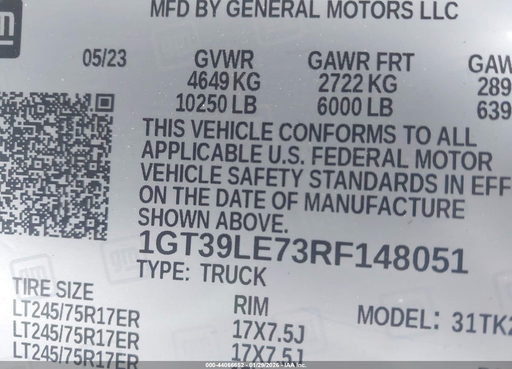 2024 GMC SIERRA 2500HD VIN: 1GT39LE73RF148051