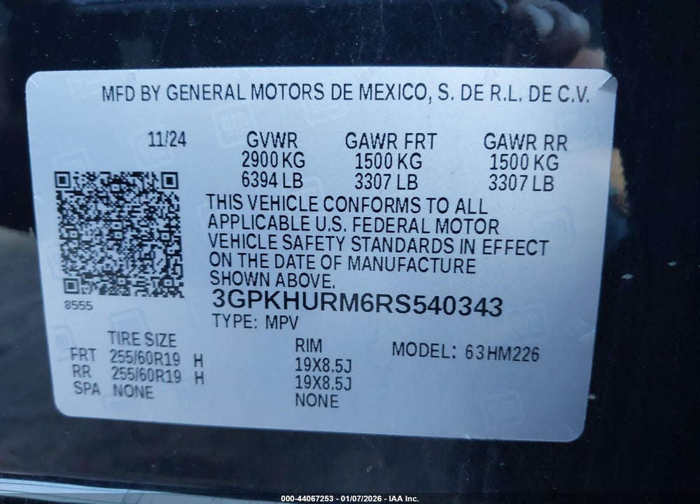2024 HONDA PROLOGUE EX VIN: 3GPKHURM6RS540343