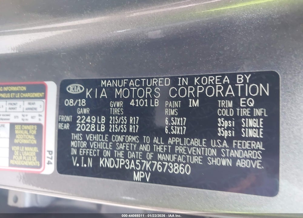 2019 KIA SOUL + VIN: KNDJP3A57K7673860