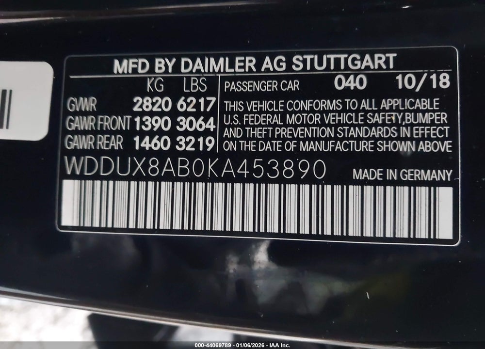 2019 MERCEDES-BENZ MAYBACH S 650 VIN: WDDUX8AB0KA453890