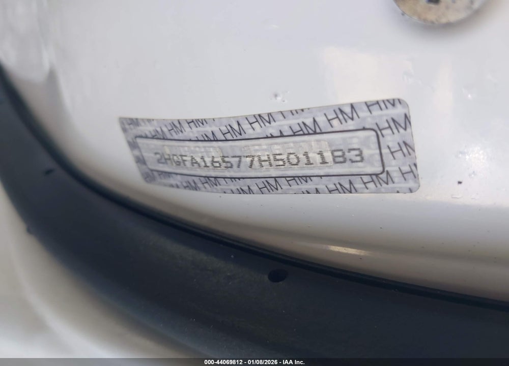 2007 HONDA CIVIC LX VIN: 2HGFA16577H501183