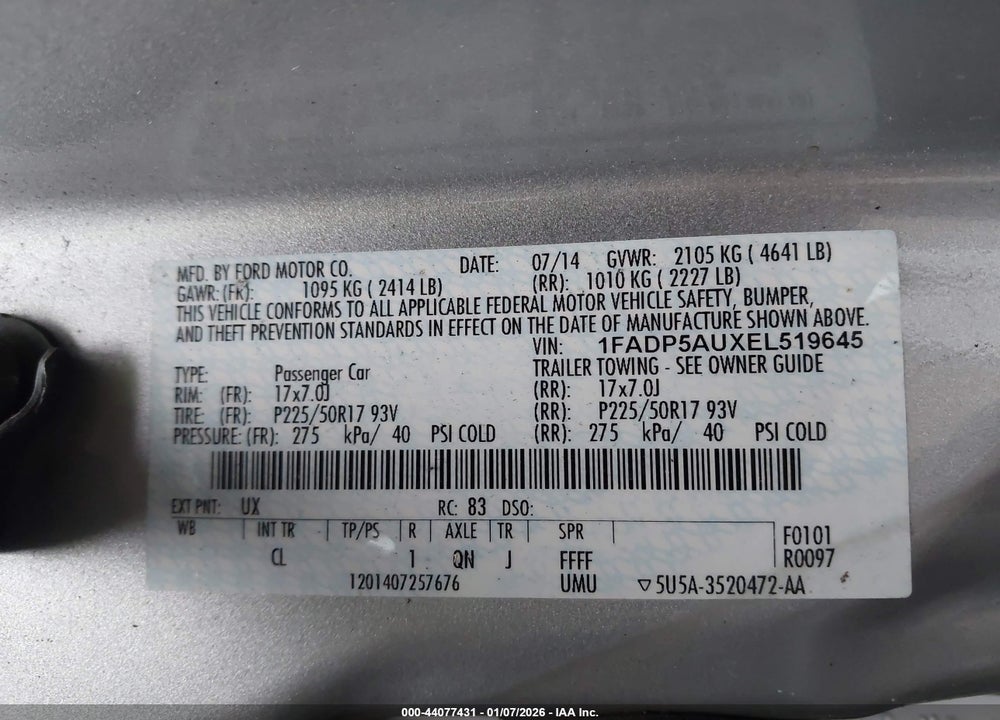 2014 FORD C-MAX HYBRID SE VIN: 1FADP5AUXEL519645