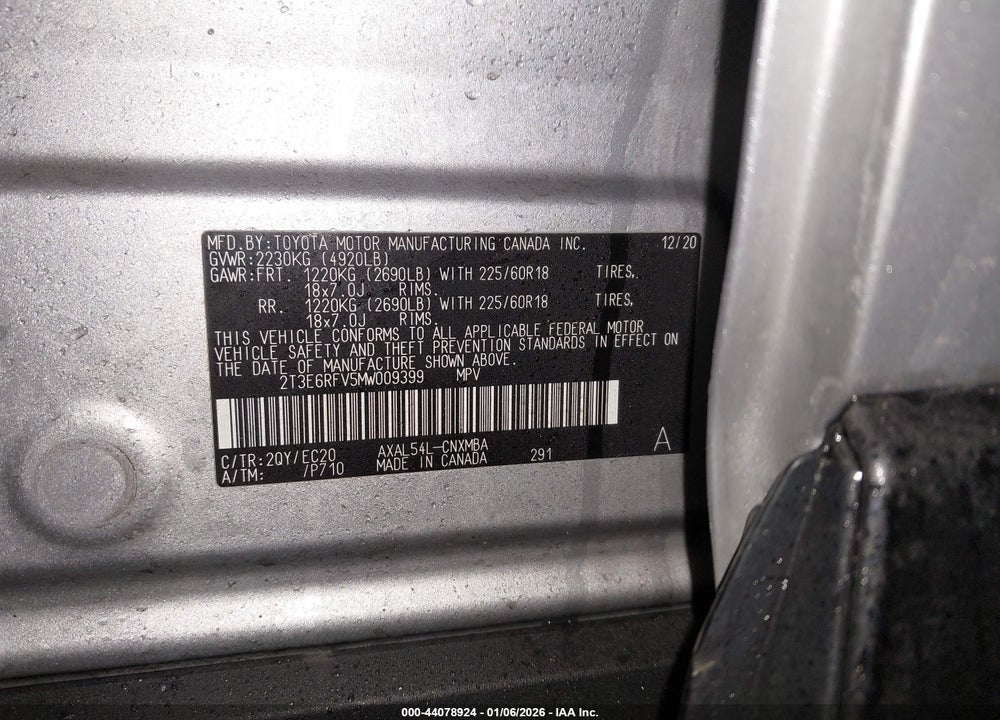 2021 TOYOTA RAV4 HYBRID XSE VIN: 2T3E6RFV5MW009399