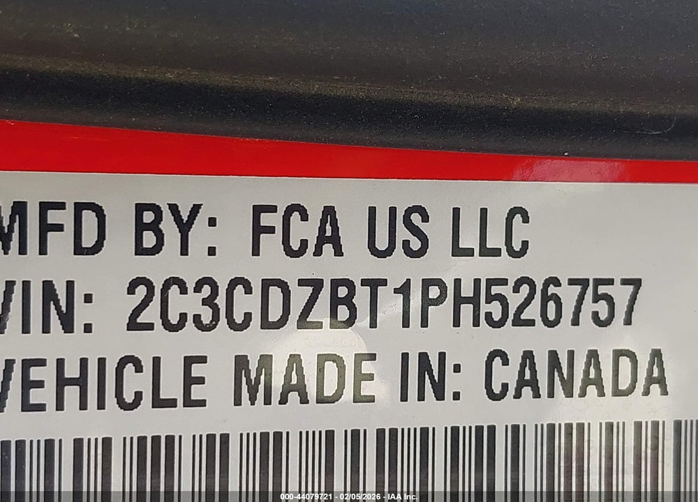 2023 DODGE CHALLENGER VIN: 2C3CDZBT1PH526757