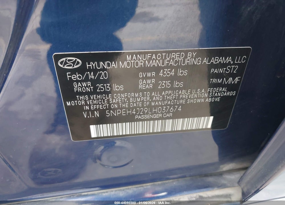 2020 HYUNDAI SONATA LIMITED VIN: 5NPEH4J29LH037674