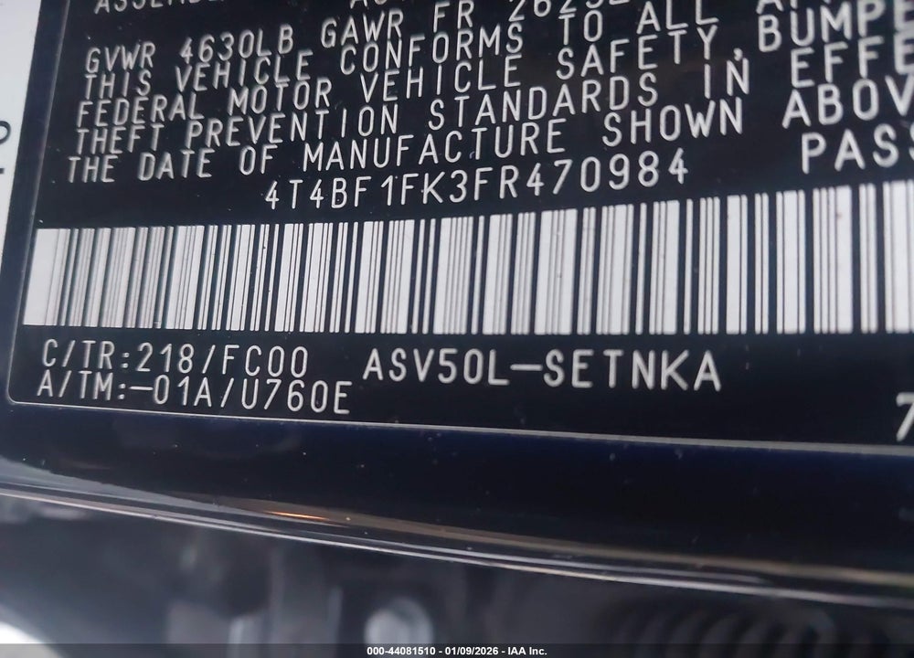 2015 TOYOTA CAMRY LE VIN: 4T4BF1FK3FR470984