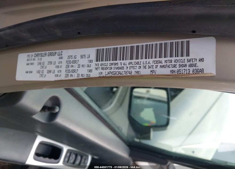 2010 JEEP LIBERTY LIMITED VIN: 1J4PN5GK3AW170740
