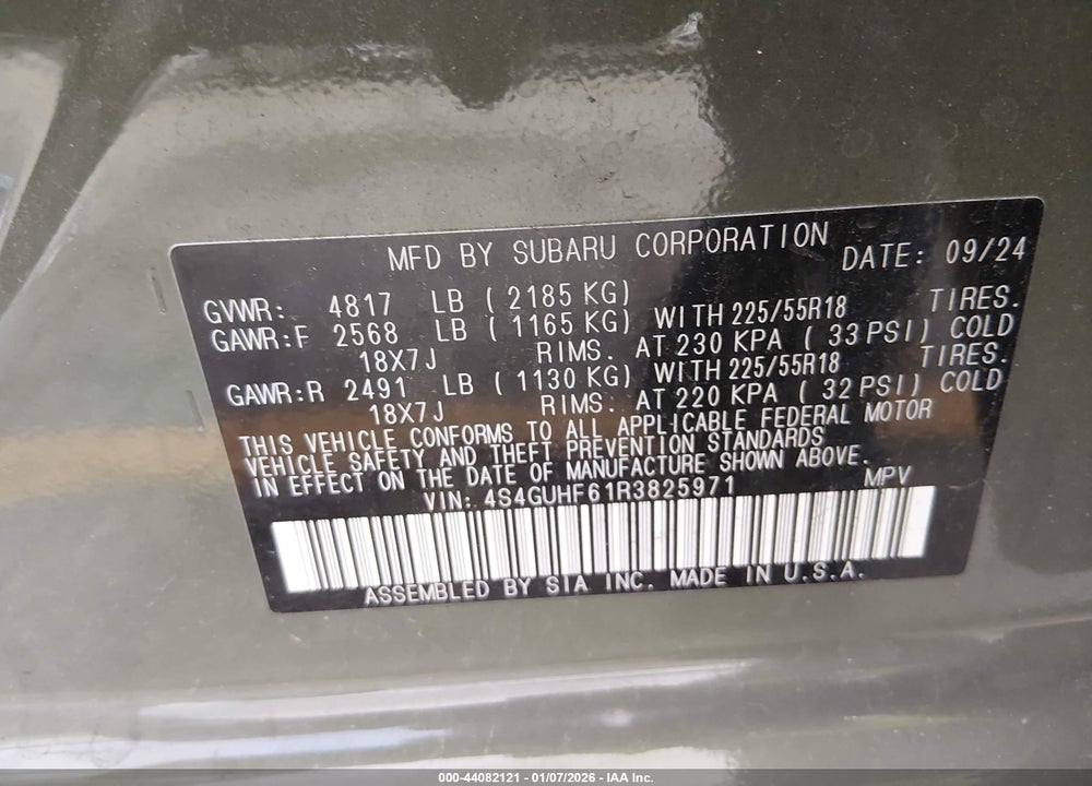 2024 SUBARU CROSSTREK SPORT VIN: 4S4GUHF61R3825971