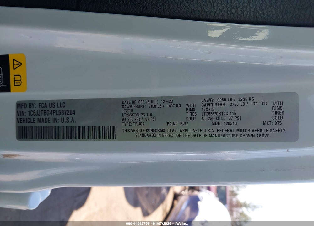 2023 JEEP GLADIATOR RUBICON 4X4 VIN: 1C6JJTBG4PL587204