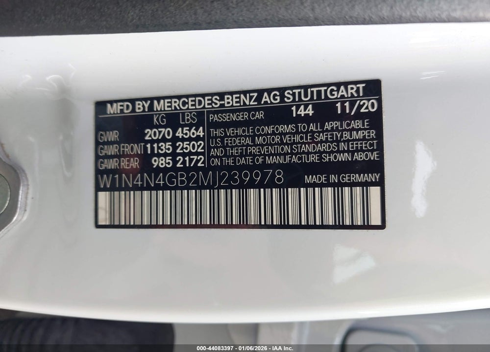 2021 MERCEDES-BENZ GLA 250 VIN: W1N4N4GB2MJ239978