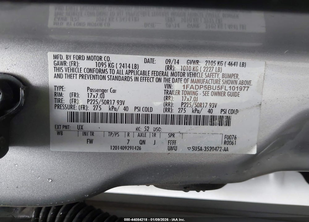 2015 FORD C-MAX HYBRID SEL VIN: 1FADP5BU5FL101977