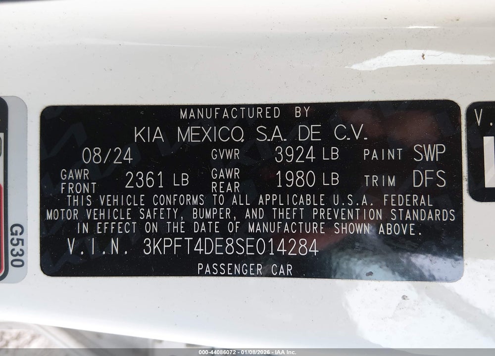 2025 KIA K4 LX VIN: 3KPFT4DE8SE014284