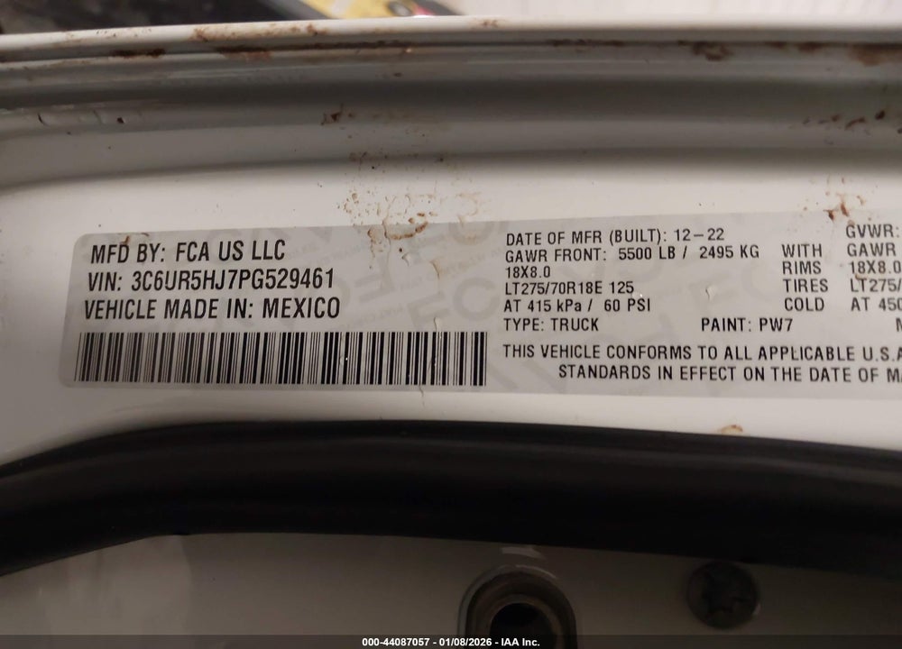 2023 RAM 2500 TRADESMAN  4X4 8' BOX VIN: 3C6UR5HJ7PG529461