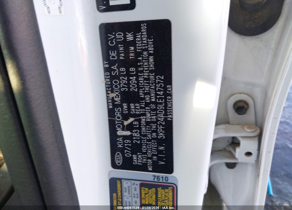 2020 KIA FORTE LXS VIN: 3KPF24AD9LE147572