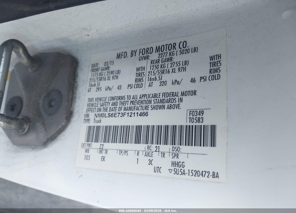 2015 FORD TRANSIT CONNECT XL VIN: NM0LS6E73F1211466