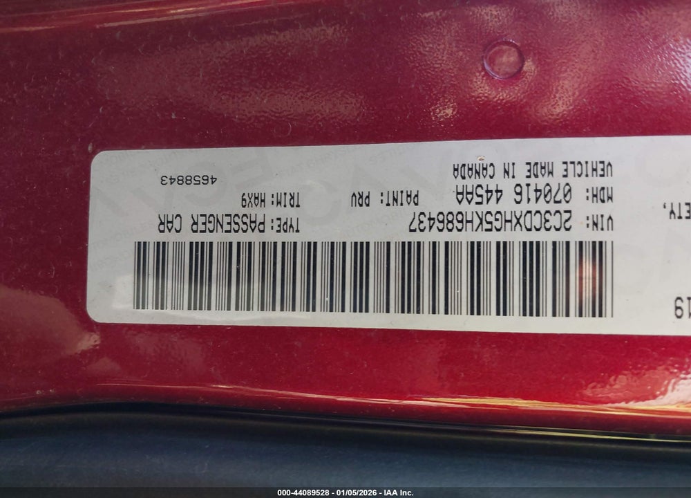 2019 DODGE CHARGER GT RWD VIN: 2C3CDXHG5KH686437