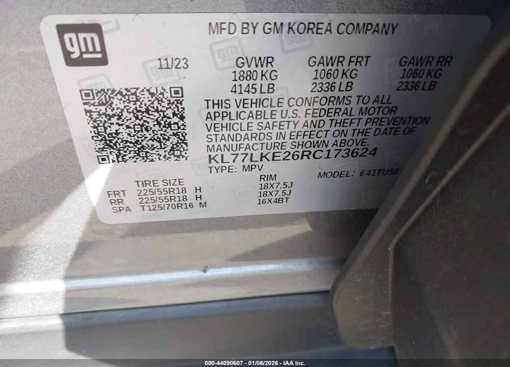 2024 CHEVROLET TRAX ACTIV VIN: KL77LKE26RC173624