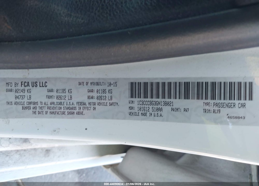 2016 CHRYSLER 200 S VIN: 1C3CCCBG3GN138021