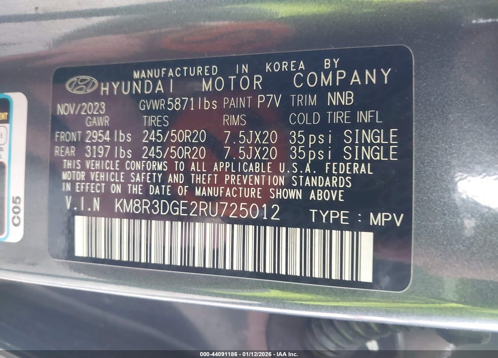 2024 HYUNDAI PALISADE XRT VIN: KM8R3DGE2RU725012