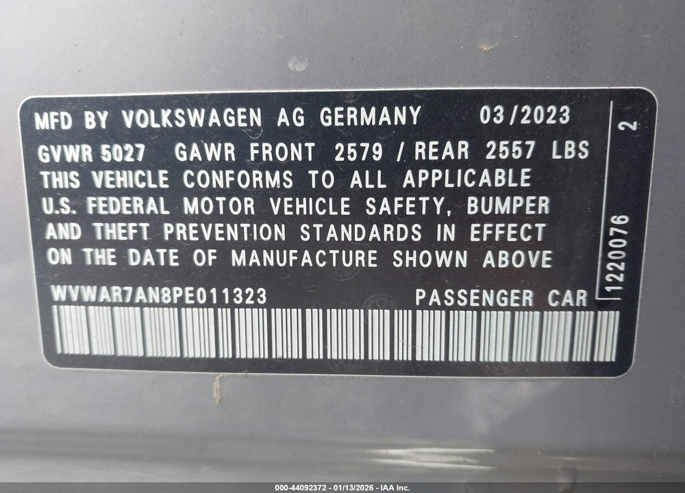2023 VOLKSWAGEN ARTEON 2.0T SEL R-LINE VIN: WVWAR7AN8PE011323
