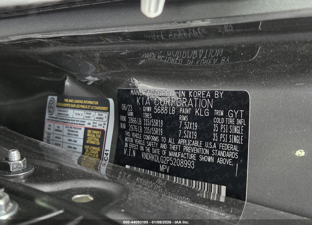 2023 KIA SORENTO HYBRID SX PRESTIGE VIN: KNDRKDLG2P5208993
