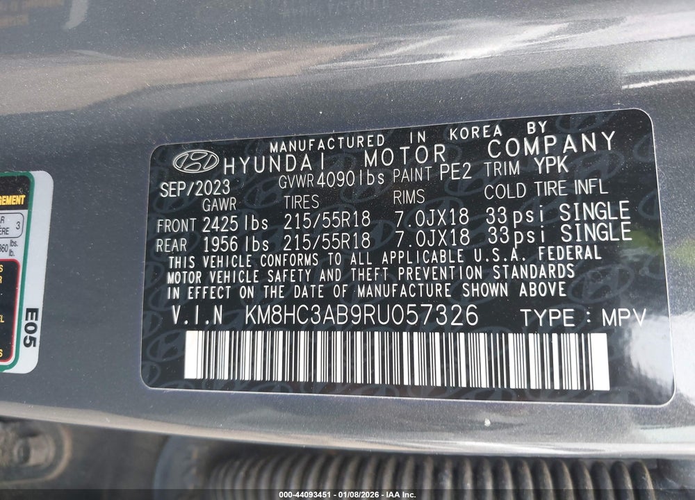 2024 HYUNDAI KONA SEL VIN: KM8HC3AB9RU057326