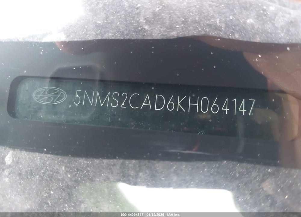2019 HYUNDAI SANTA FE SE VIN: 5NMS2CAD6KH064147