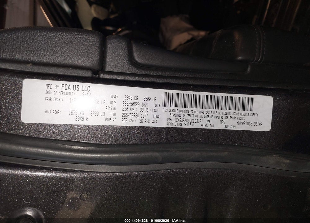 2018 JEEP GRAND CHEROKEE ALTITUDE 4X4 VIN: 1C4RJFAG0JC123171