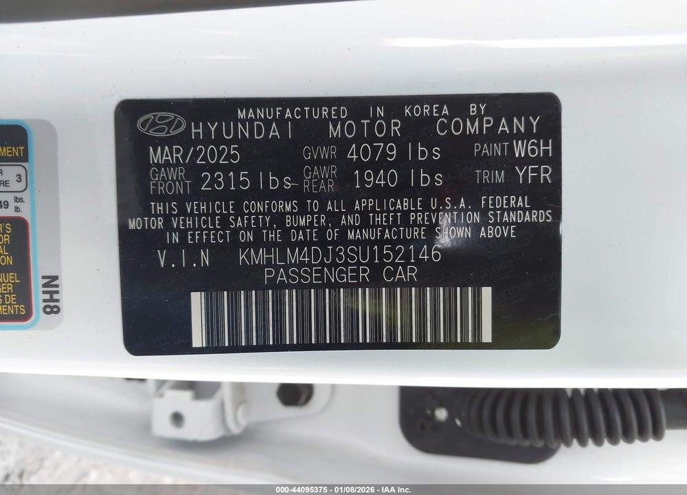 2025 HYUNDAI ELANTRA HYBRID SEL SPORT VIN: KMHLM4DJ3SU152146