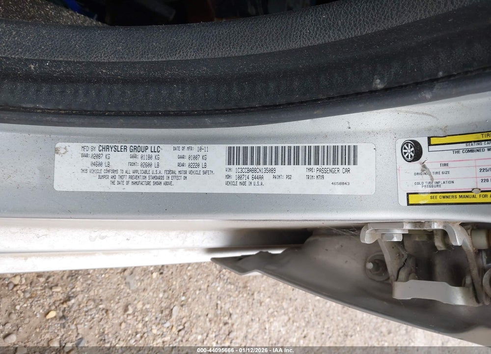 2012 CHRYSLER 200 LX VIN: 1C3CCBAB8CN135089