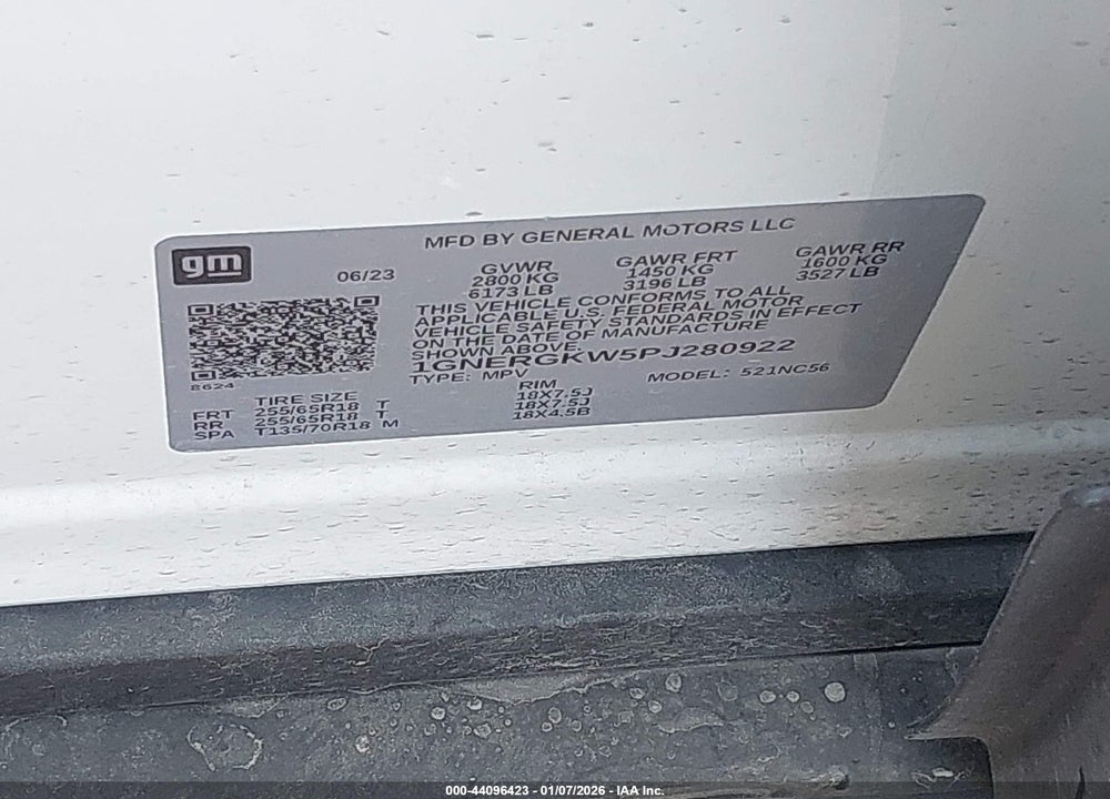 2023 CHEVROLET TRAVERSE FWD LT CLOTH VIN: 1GNERGKW5PJ280922