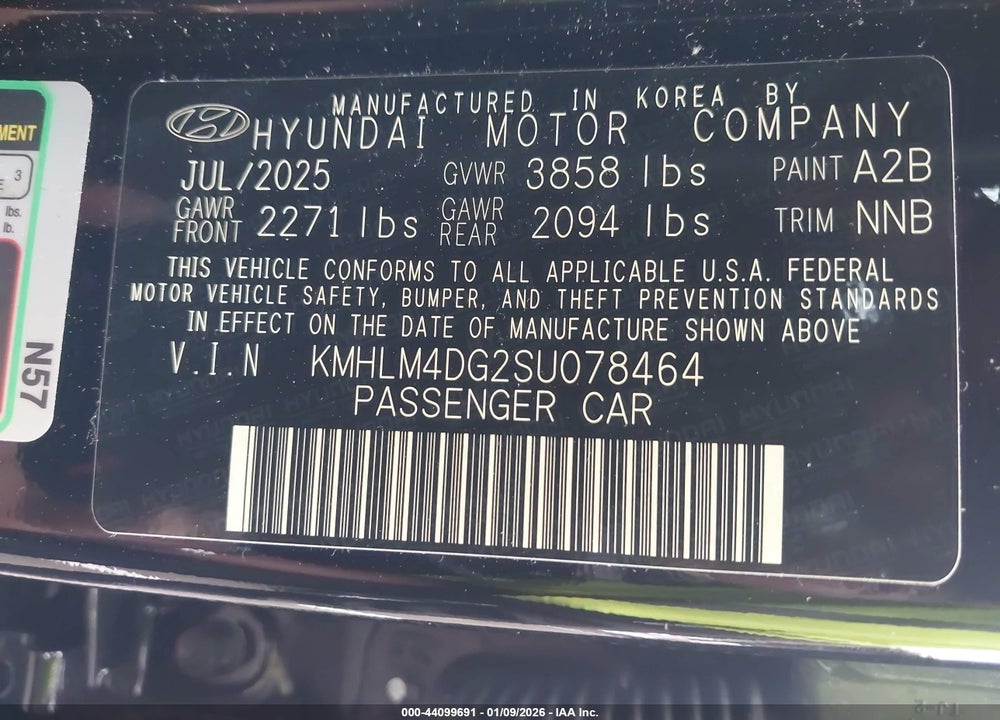 2025 HYUNDAI ELANTRA SEL SPORT VIN: KMHLM4DG2SU078464