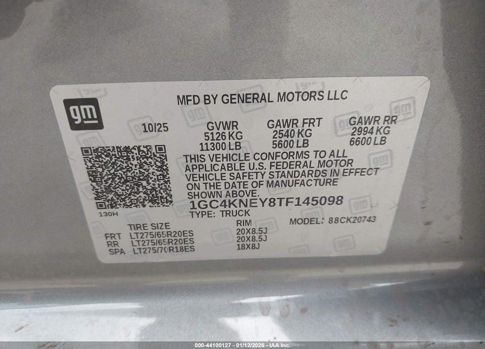 2026 CHEVROLET SILVERADO 2500HD , STANDARD BED, LT, 4WD VIN: 1GC4KNEY8TF145098