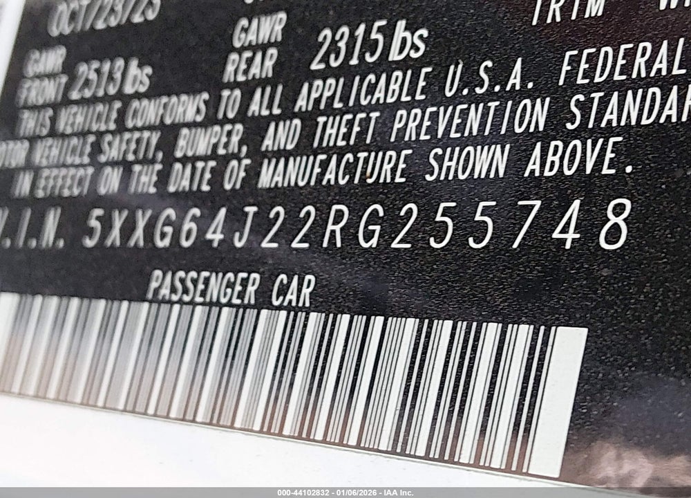 2024 KIA K5 GT-LINE VIN: 5XXG64J22RG255748