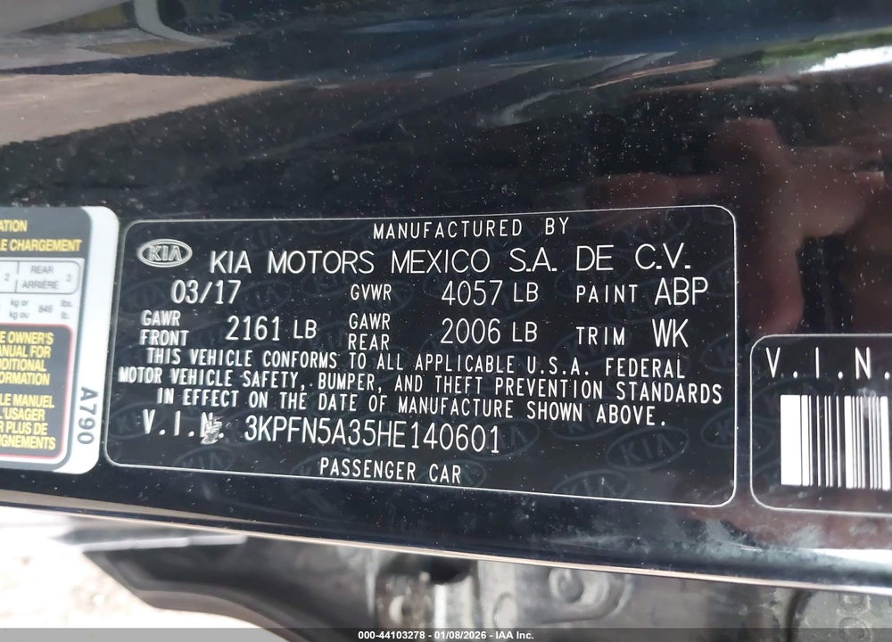 2017 KIA FORTE SX VIN: 3KPFN5A35HE140601