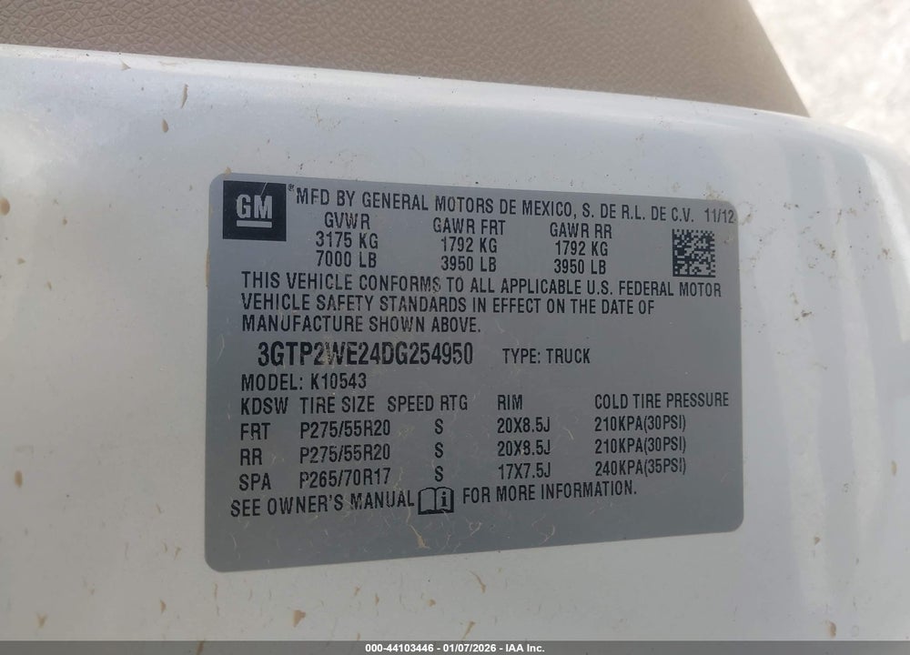 2013 GMC SIERRA 1500 SLT VIN: 3GTP2WE24DG254950