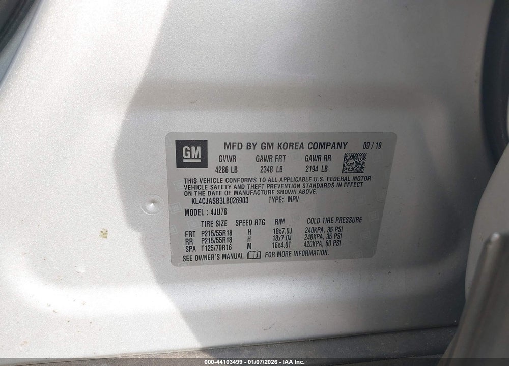 2020 BUICK ENCORE FWD PREFERRED VIN: KL4CJASB3LB026903