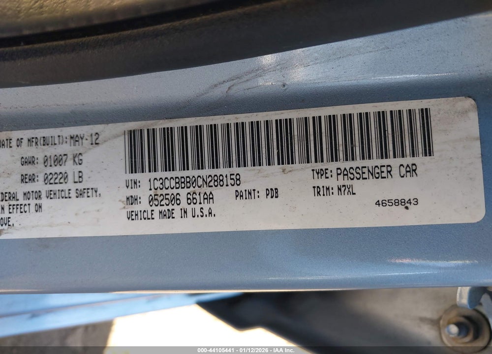 2012 CHRYSLER 200 TOURING VIN: 1C3CCBBB0CN288158
