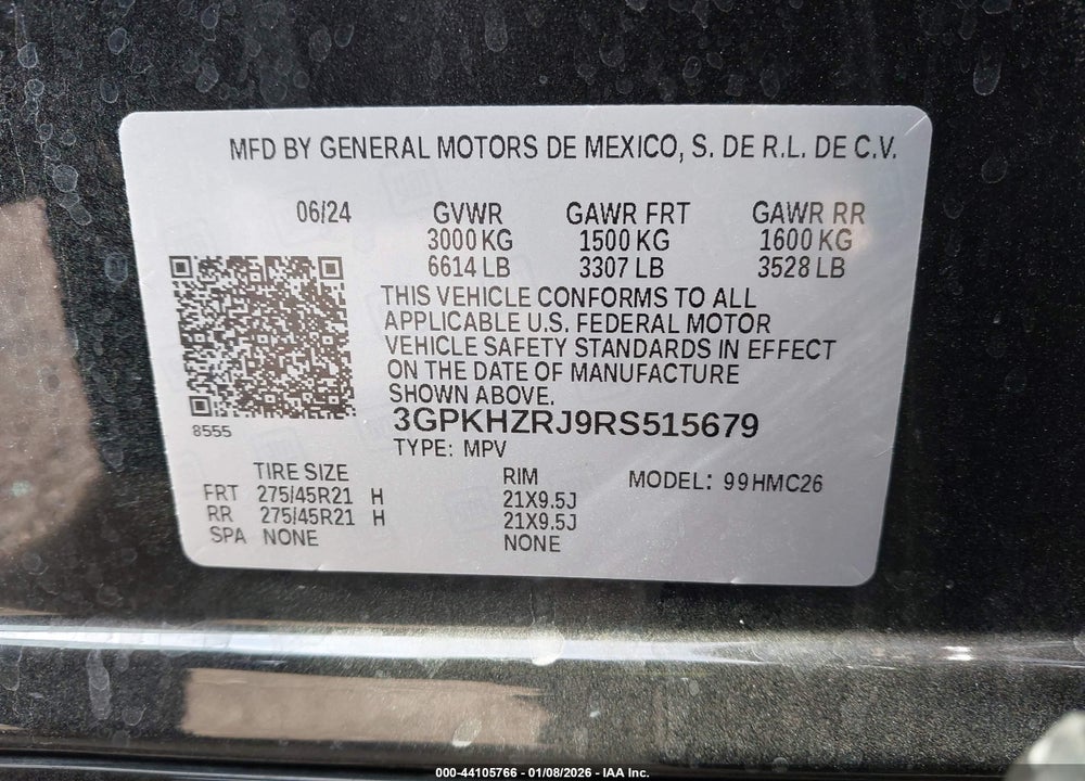 2024 HONDA PROLOGUE ELITE VIN: 3GPKHZRJ9RS515679