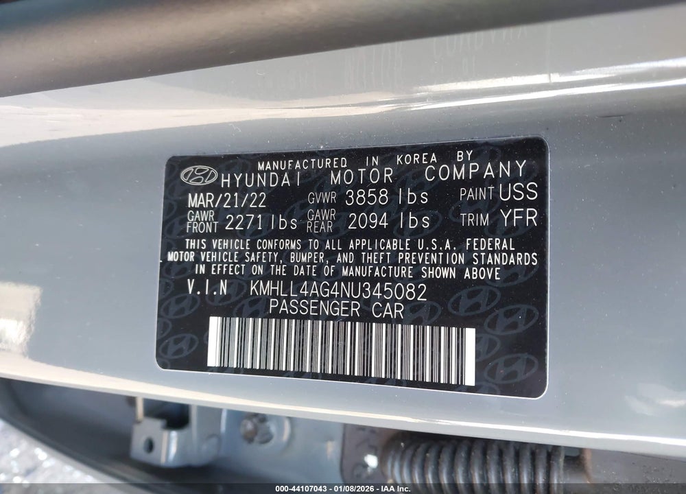 2022 HYUNDAI ELANTRA SE VIN: KMHLL4AG4NU345082