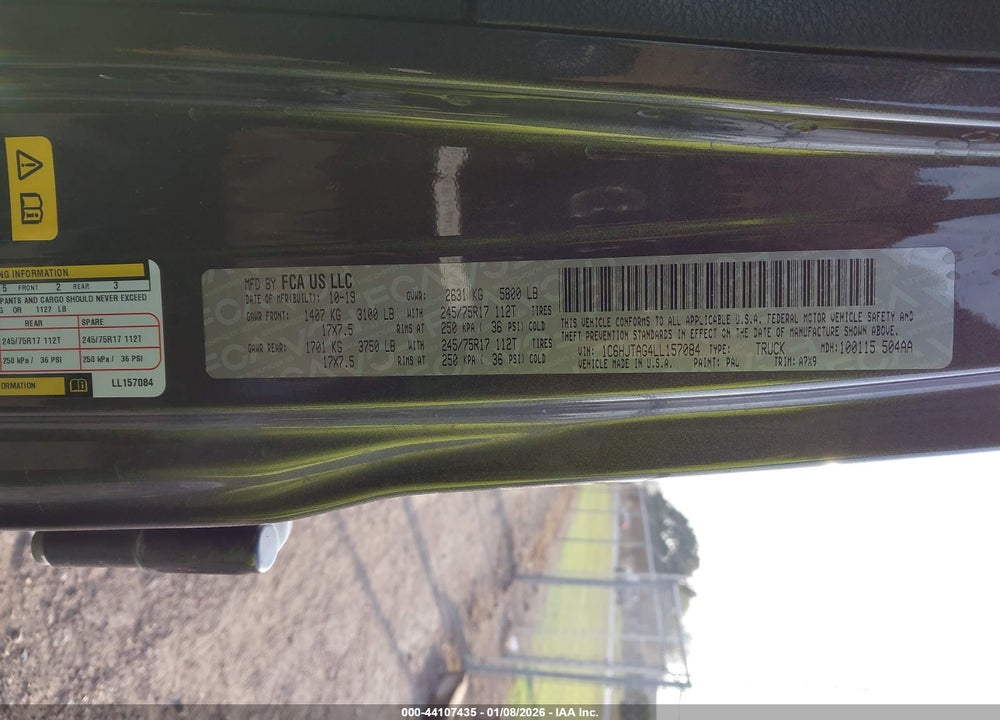 2020 JEEP GLADIATOR SPORT S 4X4 VIN: 1C6HJTAG4LL157084