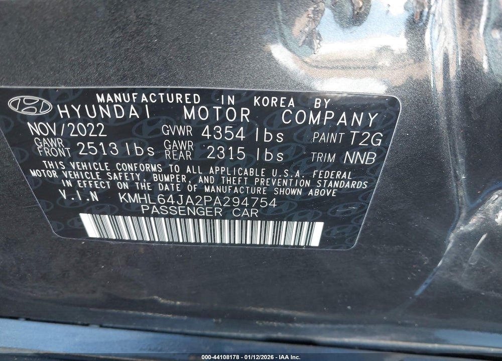 2023 HYUNDAI SONATA SEL VIN: KMHL64JA2PA294754