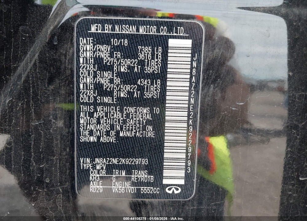 2019 INFINITI QX80 LUXE VIN: JN8AZ2NE2K9229793